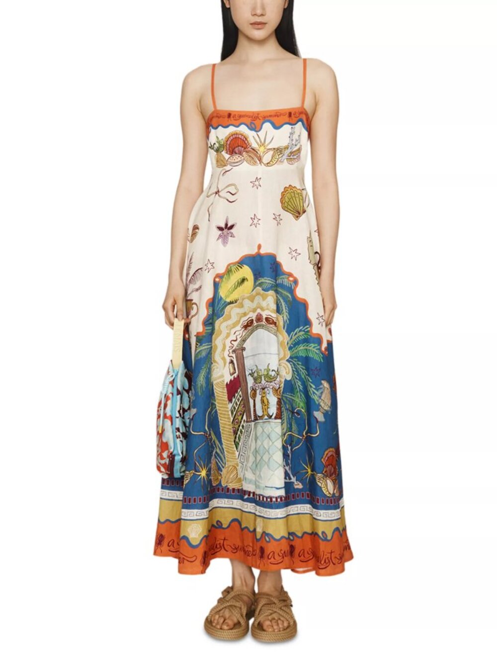 Alemais  surrealist printed flax midi dress Size 4